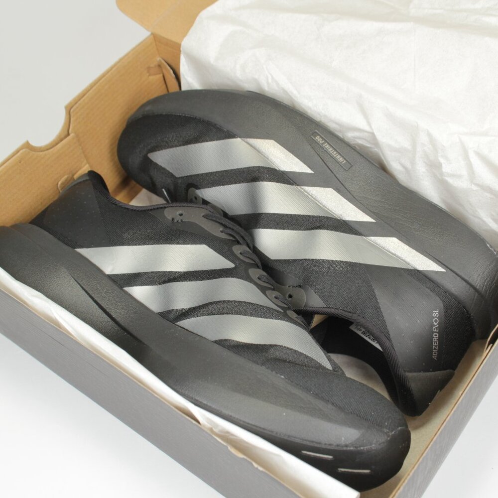 Adidas Men's Adizero EVO SL Shoes - NEW - Core Black / Iron Metallic - JR4888 - Picture 4 of 4